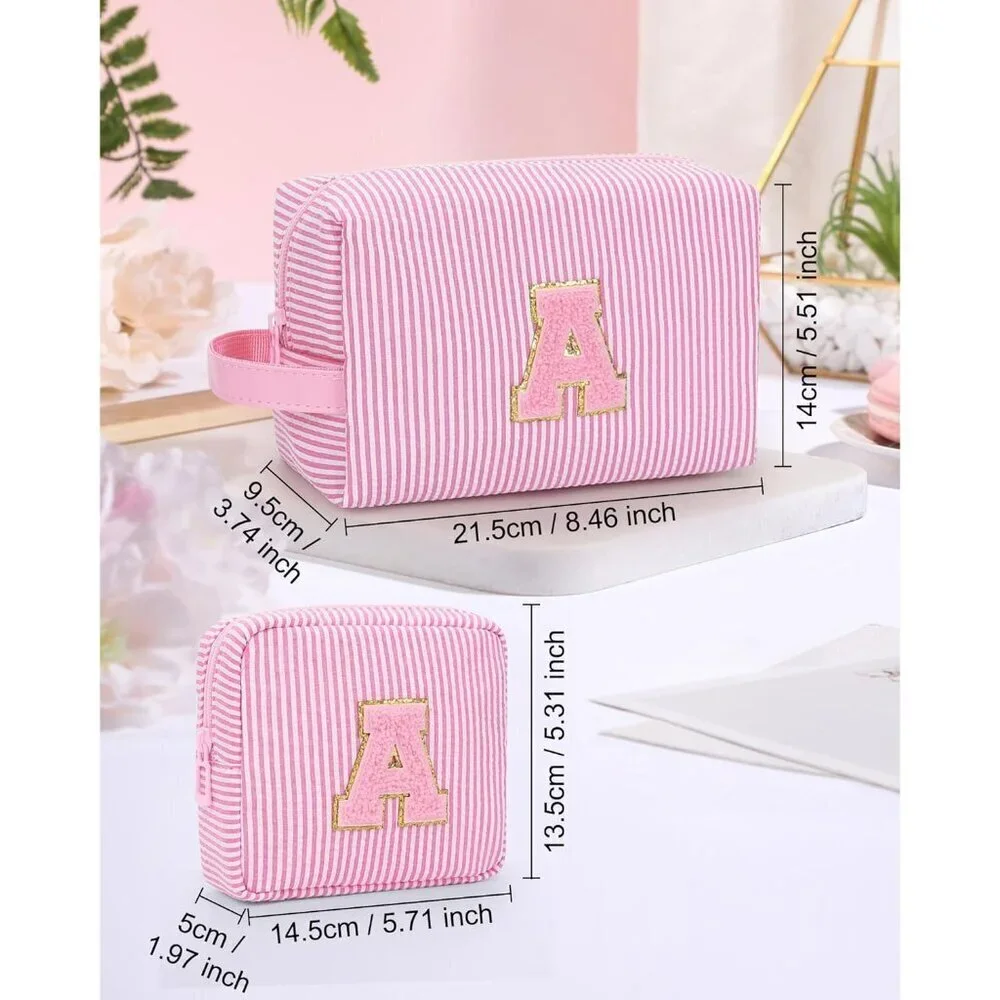 Initial Makeup Bag for Girls&Women,Personalized Make Up Case for Girlfriend Grad
